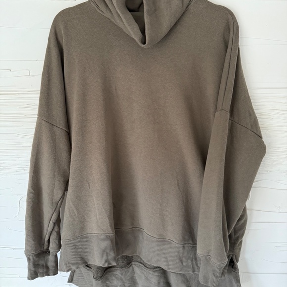 Aerie Funnel Neck Oversized Sweatshirt | Greenish Taupe | Women’s Small - Picture 2 of 3